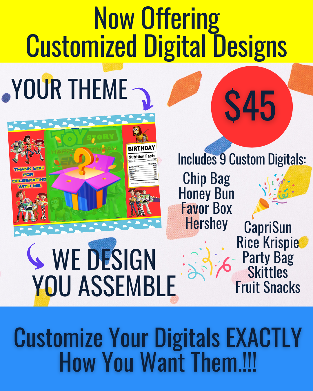 Digital Party Package | Package Deals | Any theme | Any Event | I Design selling & You Print | Digital Only