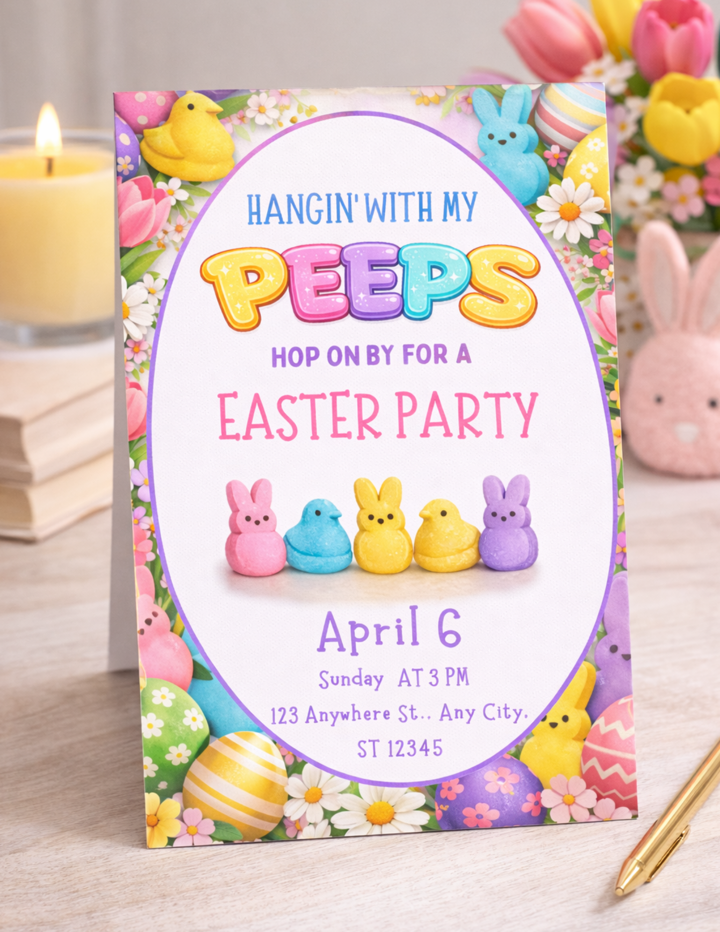 PARTY WITH MY PEEPS INVITE TEMPLATE *Instant Download* Editable In Canva