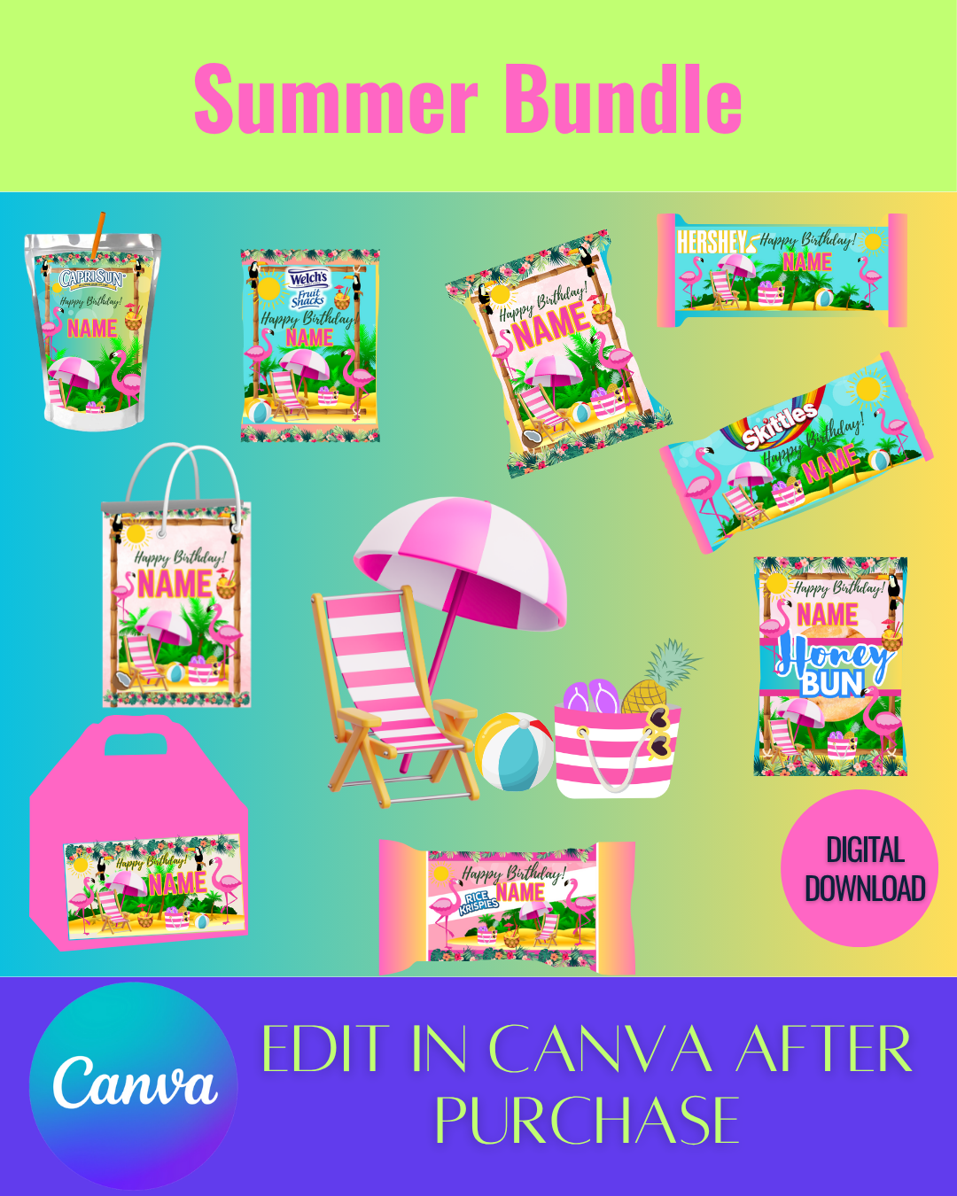 Editable Summer Bundle Templates *Instant Download* Editable In Canva