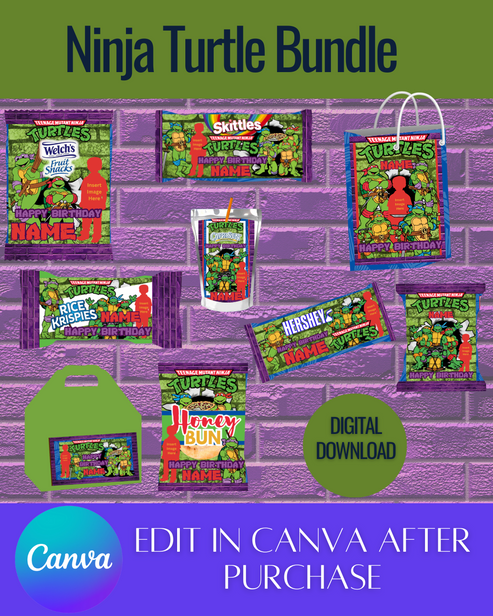 Editable Ninja Turtle Bundle Templates *Instant Download* Editable In ...