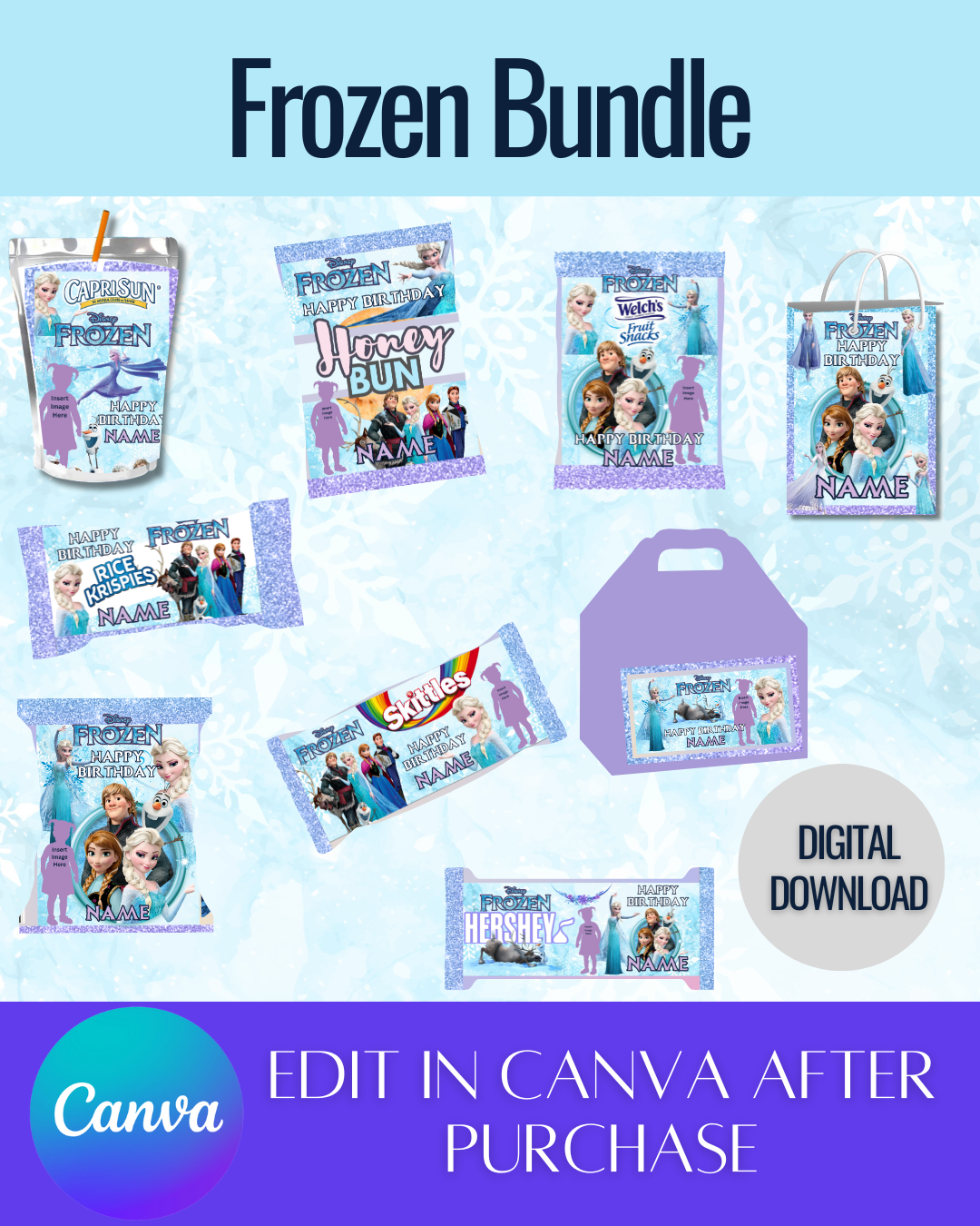 Editable Frozen Bundle Templates *Instant Download* Editable In Canva