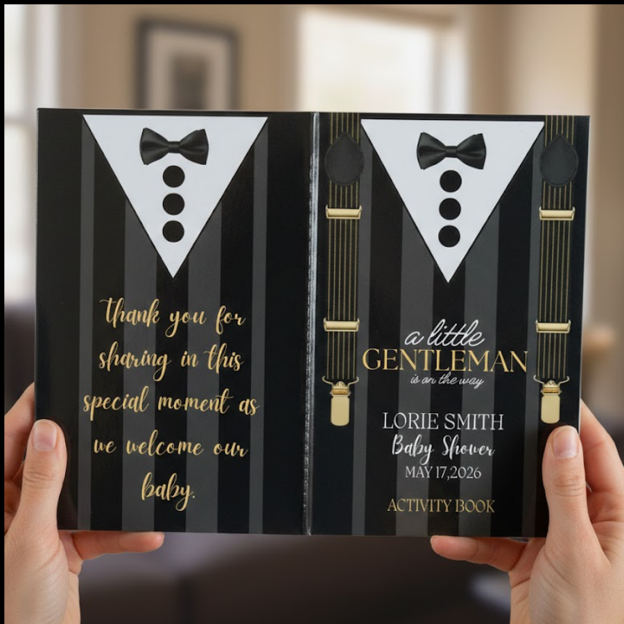 Little Gentleman Baby Shower Bundle *Instant Download* Editable In Canva
