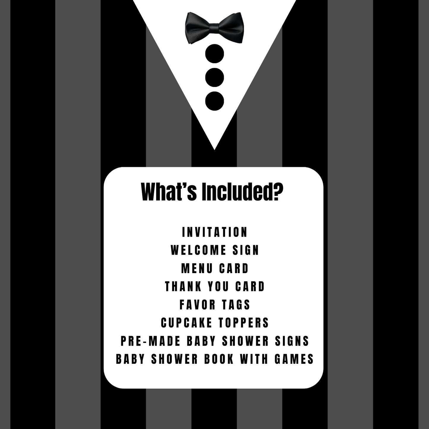 Little Gentleman Baby Shower Bundle *Instant Download* Editable In Canva