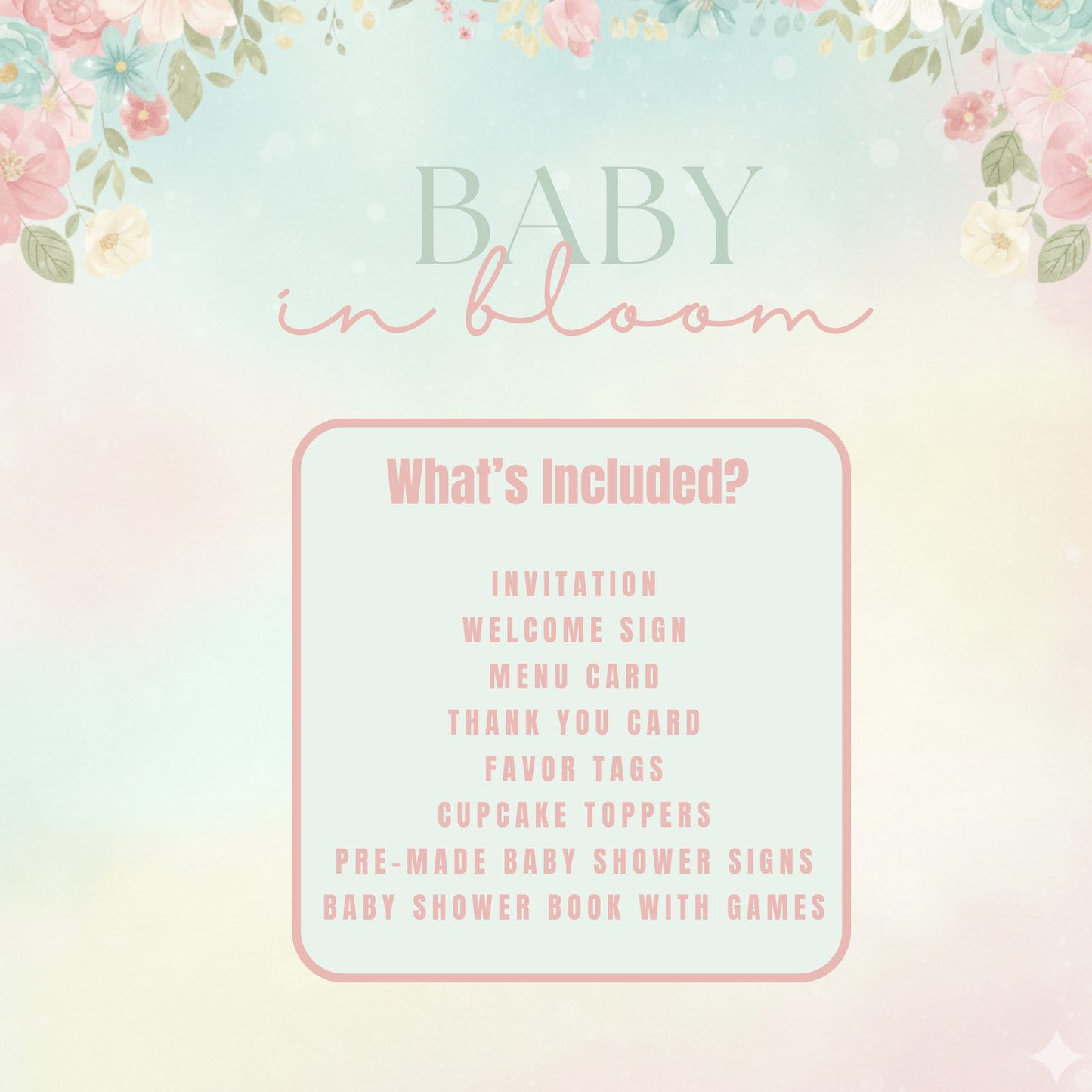 Baby in Bloom Baby Shower Bundle *Instant Download* Editable In Canva