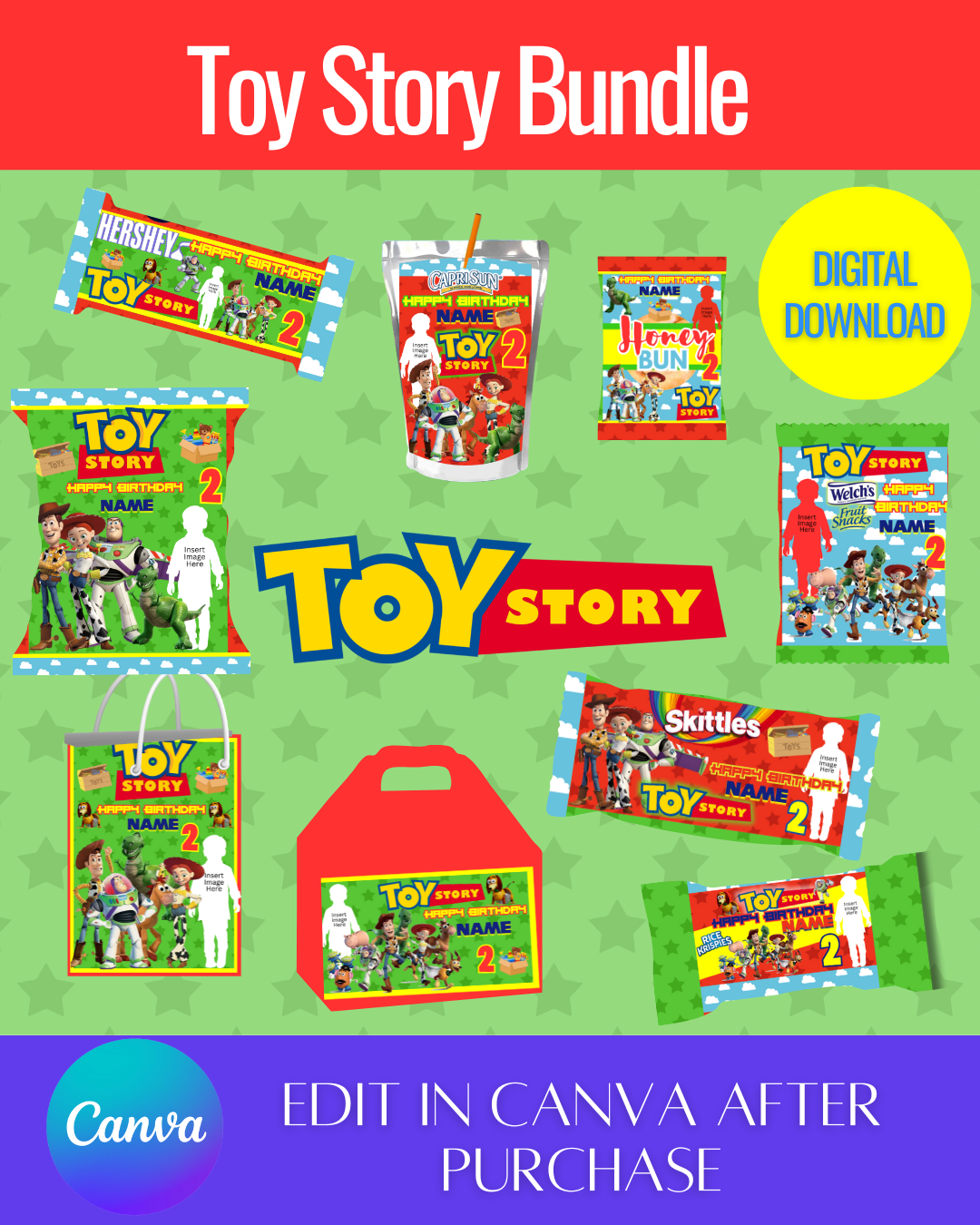 Editable Toy Story Bundle Templates *Instant Download* Editable In Canva