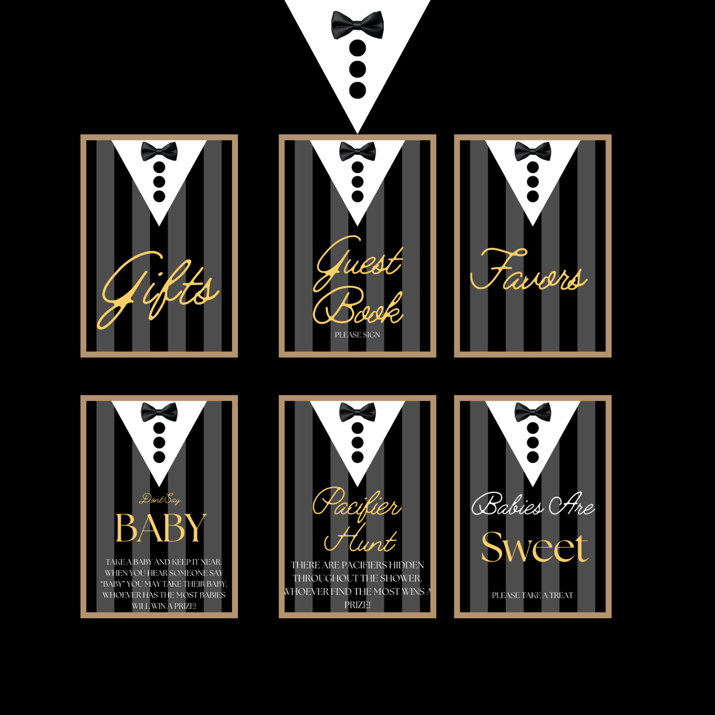 Little Gentleman Baby Shower Bundle *Instant Download* Editable In Canva