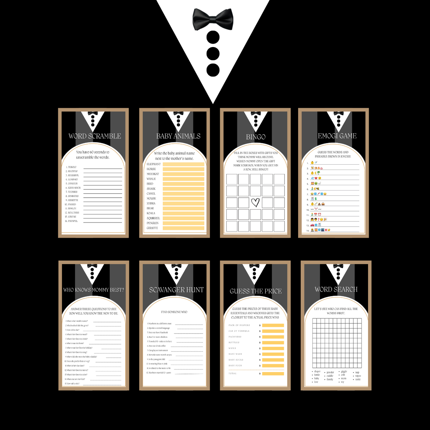 Little Gentleman Baby Shower Bundle *Instant Download* Editable In Canva