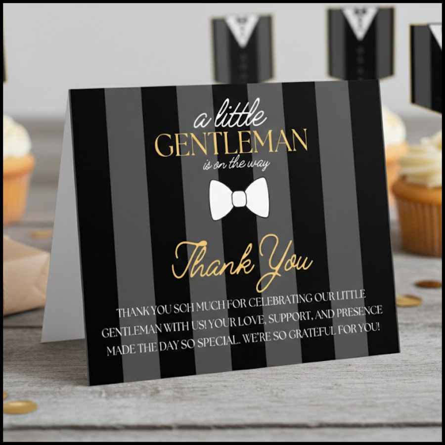 Little Gentleman Baby Shower Bundle *Instant Download* Editable In Canva