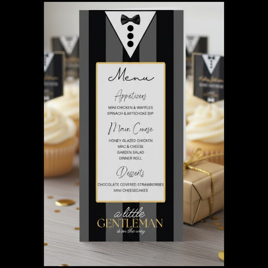 Little Gentleman Baby Shower Bundle *Instant Download* Editable In Canva