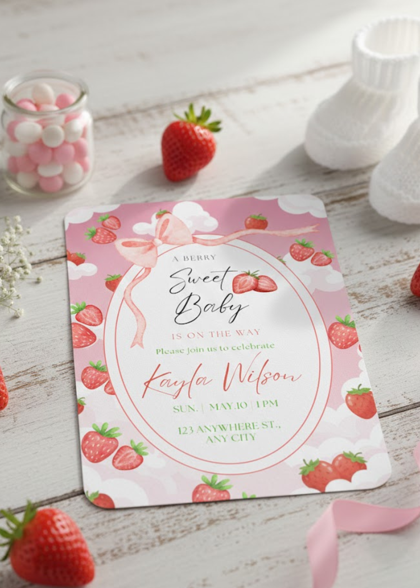 A Berry Sweet Baby Baby Shower Bundle *Instant Download* Editable In Canva