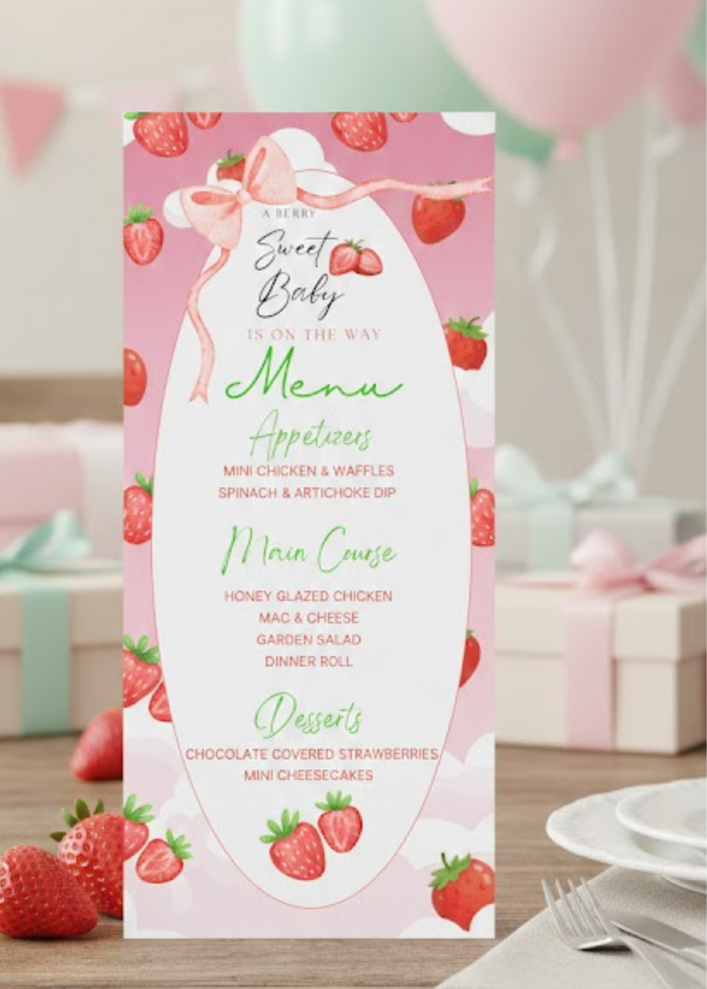 A Berry Sweet Baby Baby Shower Bundle *Instant Download* Editable In Canva