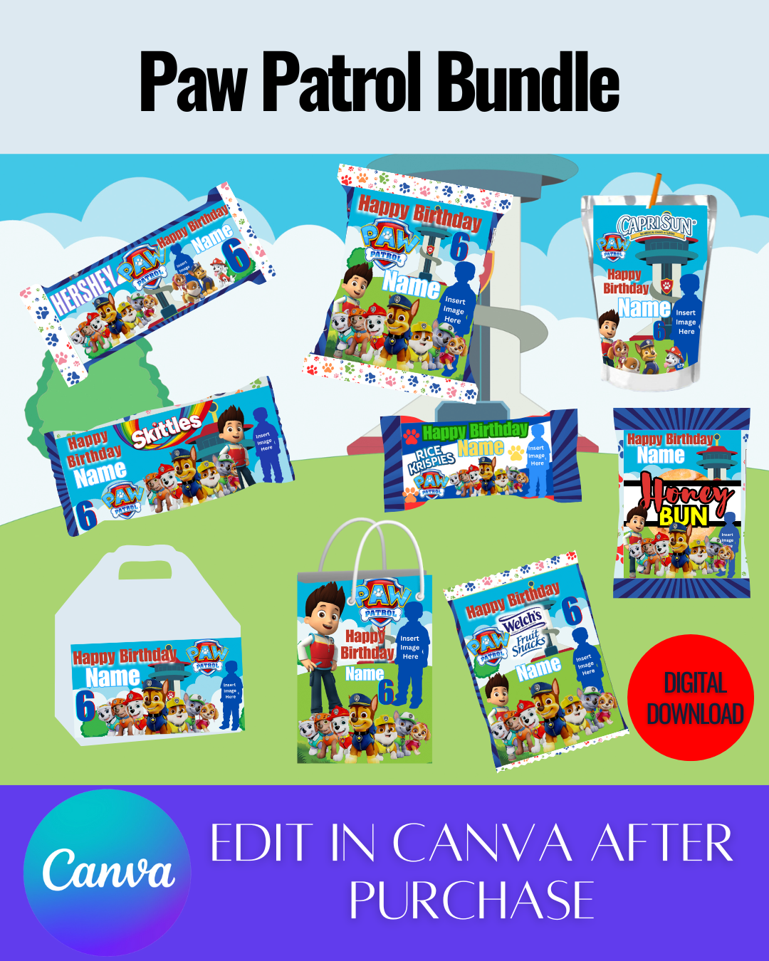 Editable Paw Patrol Bundle Templates *Instant Download* Editable In Canva