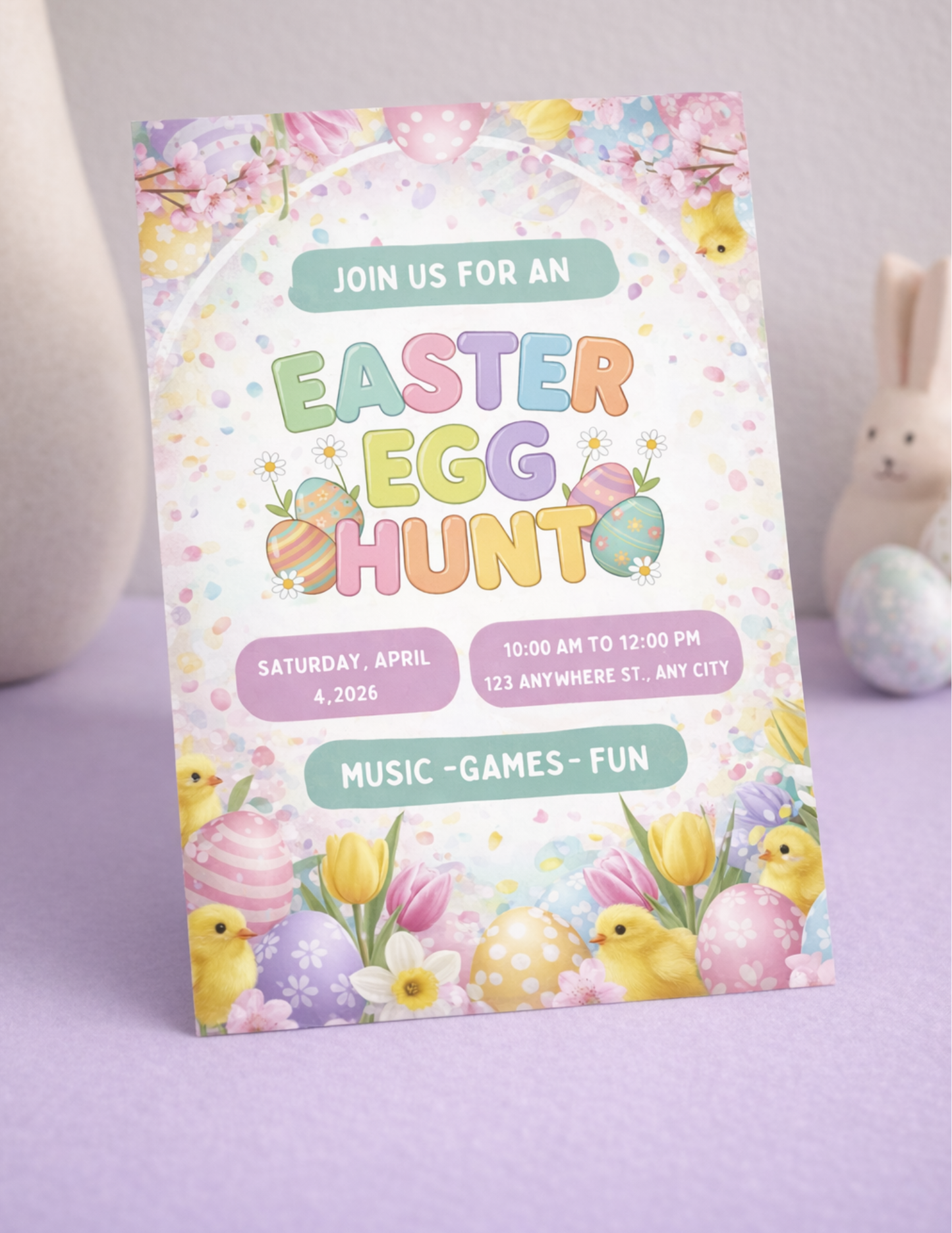 EASTER EGG HUNT INVITE TEMPLATE *Instant Download* Editable In Canva