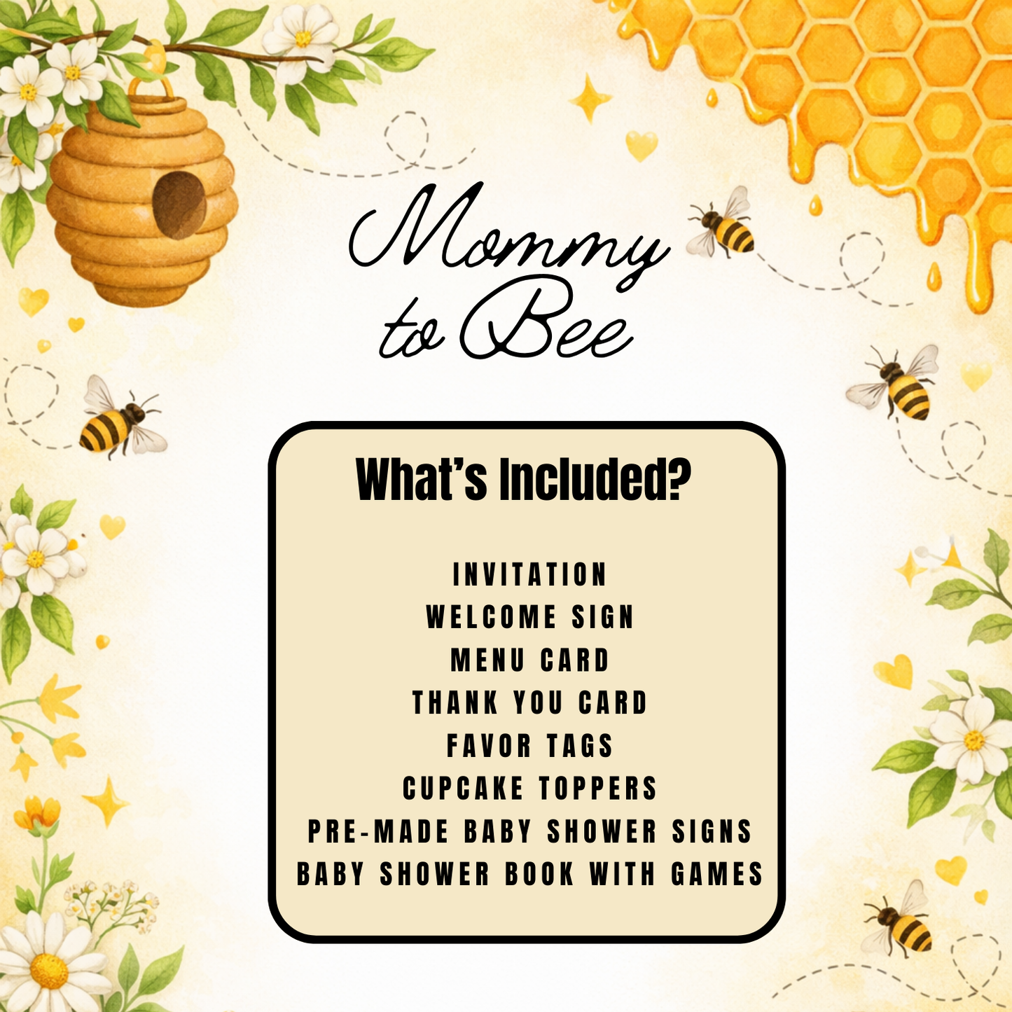 Mommy to Bee Baby Shower Bundle *Instant Download* Editable In Canva