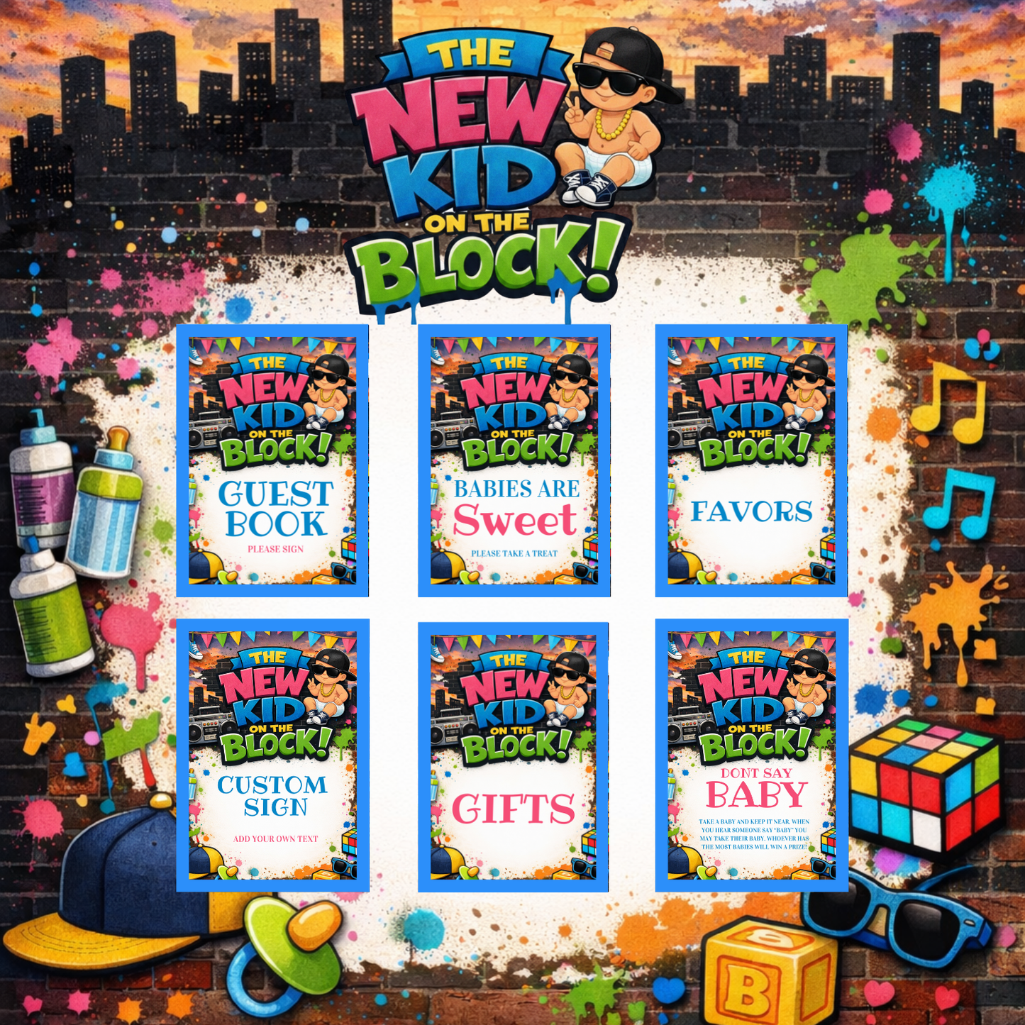 New Kid on the Block Baby Shower Bundle *Instant Download* Editable In Canva