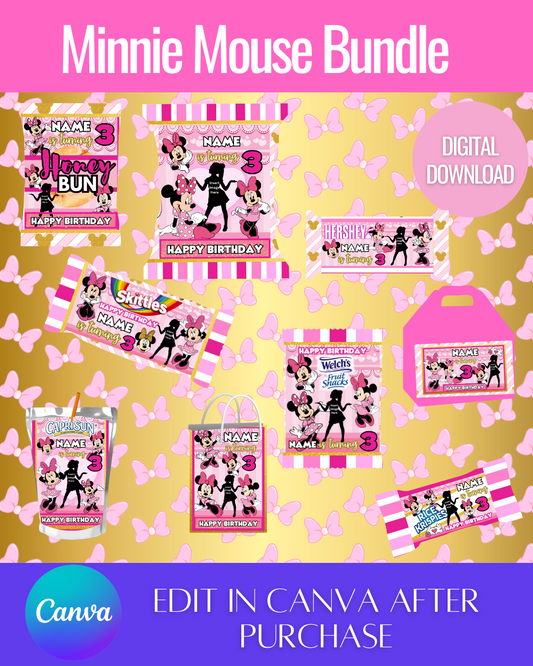 Editable Minnie Mouse Bundle Templates *Instant Download* Editable In Canva