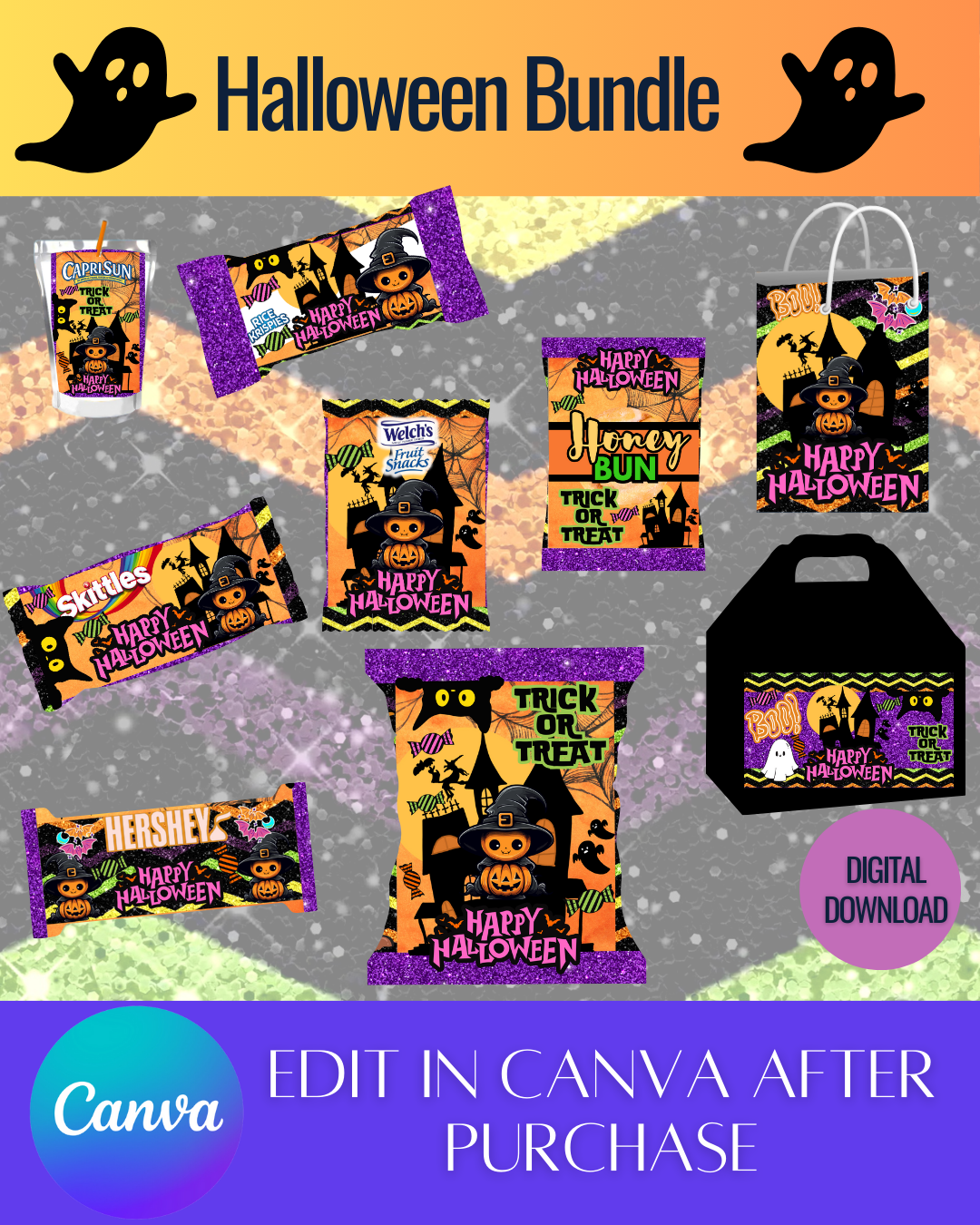 Editable Halloween Bundle Templates *Instant Download* Editable In Canva