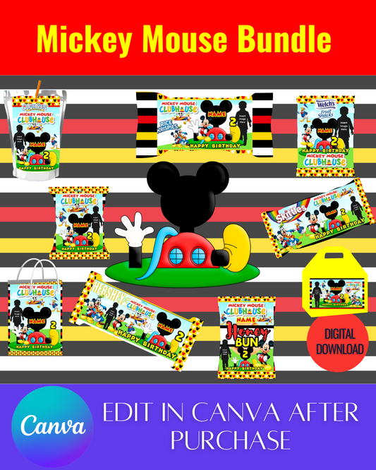 Editable Mickey Mouse Bundle Templates *Instant Download* Editable In Canva