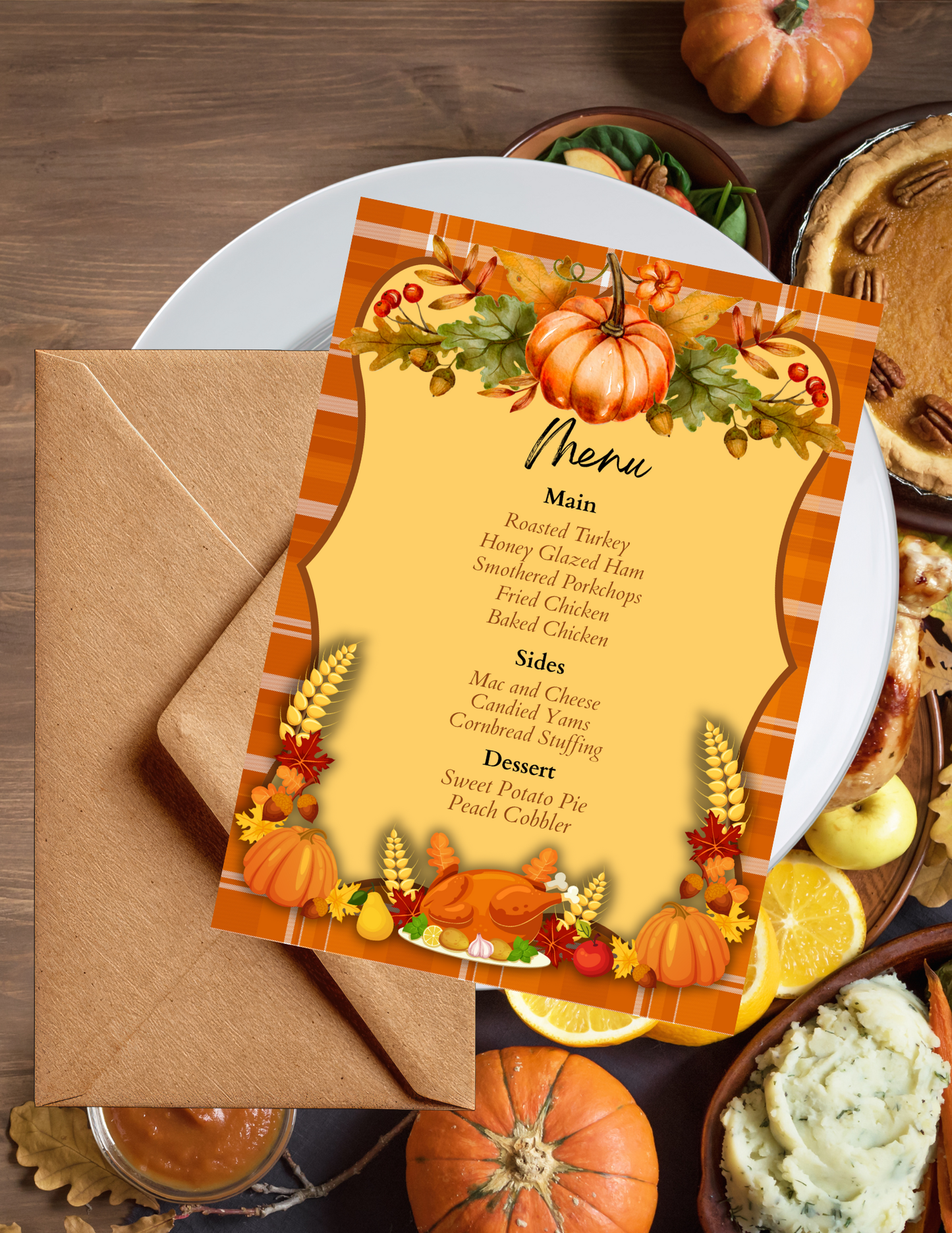 THANKSGIVING INVITE & MENU TEMPLATE *Instant Download* Editable In Canva -1