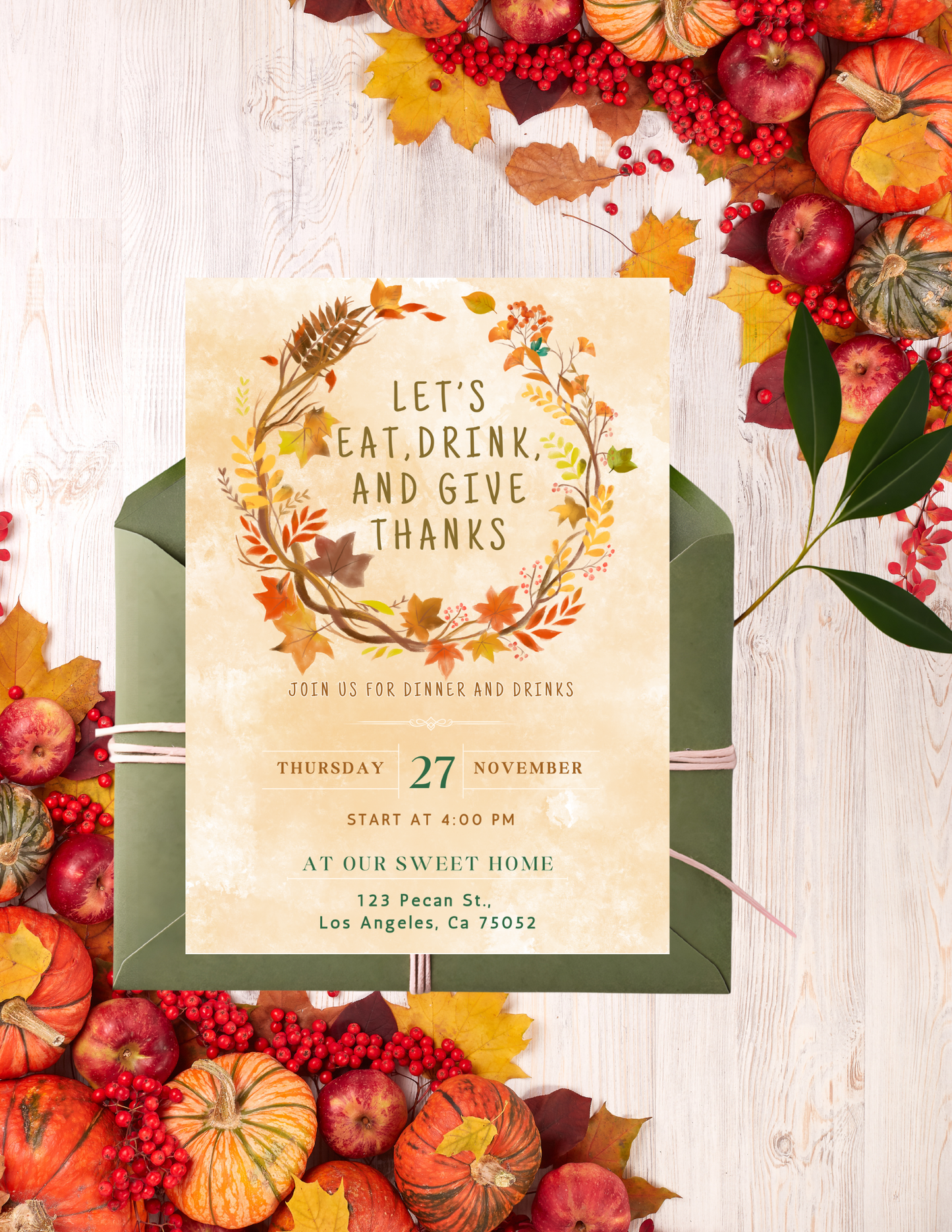 THANKSGIVING INVITE & MENU TEMPLATE *Instant Download* Editable In Canva -3