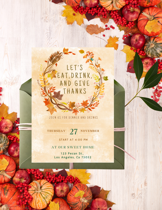THANKSGIVING INVITE & MENU TEMPLATE *Instant Download* Editable In Canva -3