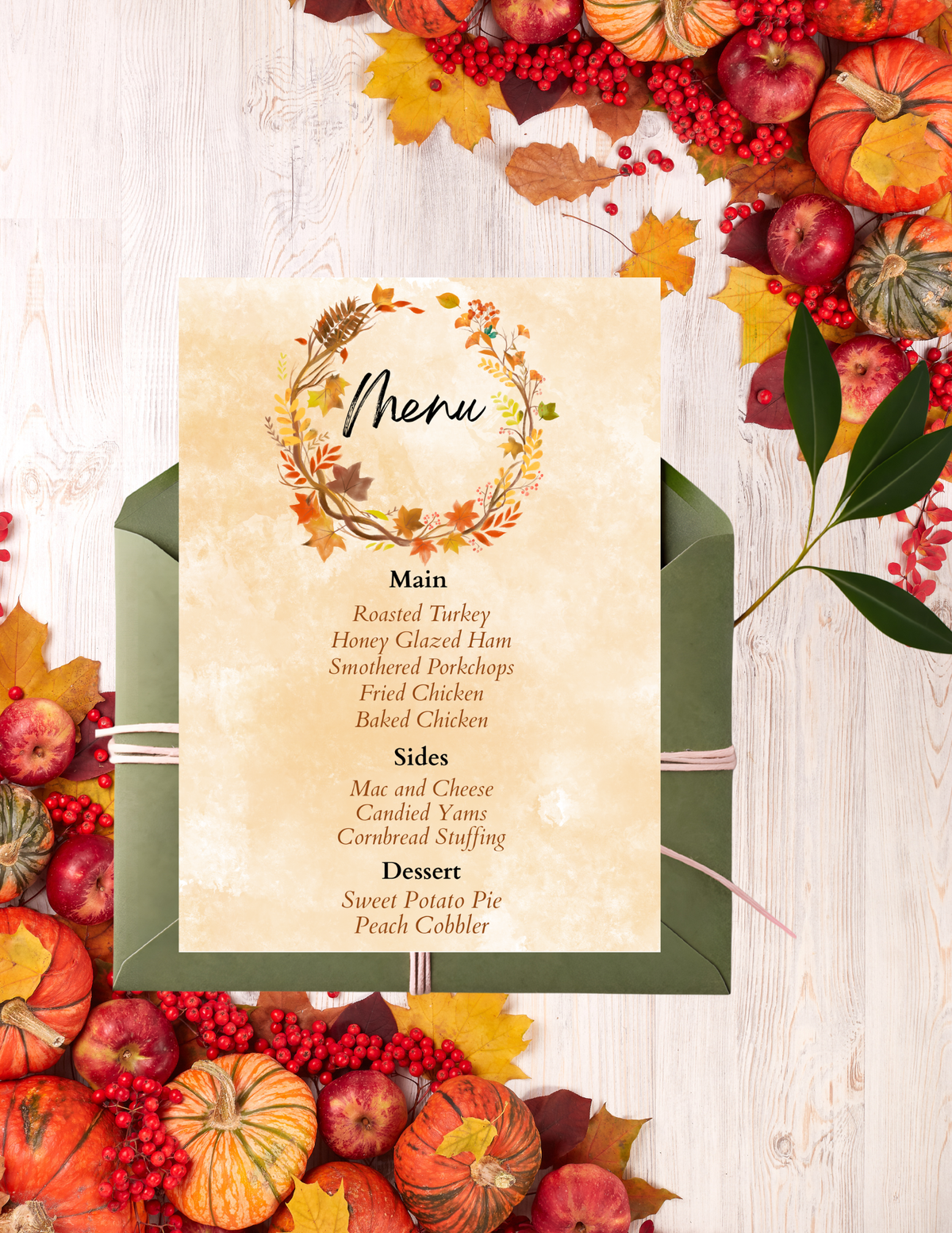 Menu Order Invite THANKSGIVING INVITE & MENU TEMPLATE *Instant Download* Editable In Can ...
