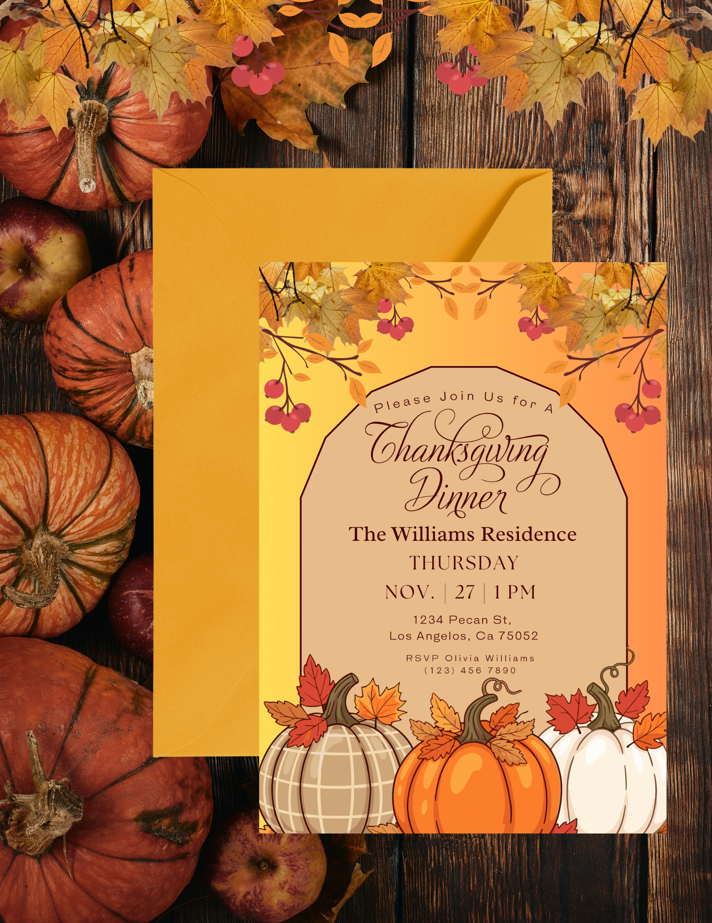THANKSGIVING INVITE & MENU TEMPLATE *Instant Download* Editable In Canva -2