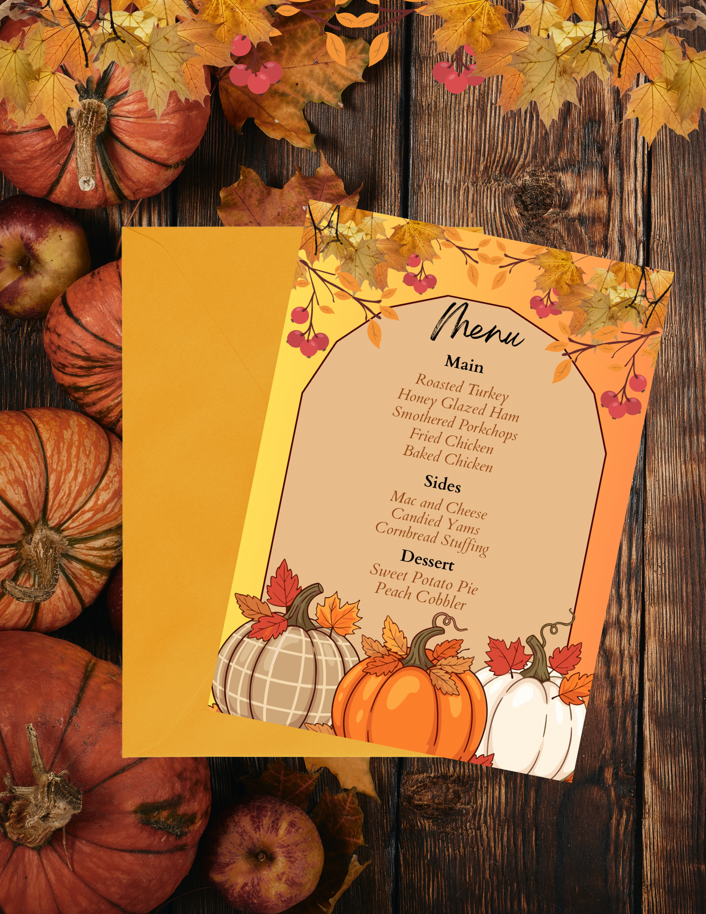 THANKSGIVING INVITE & MENU TEMPLATE *Instant Download* Editable In Canva -2