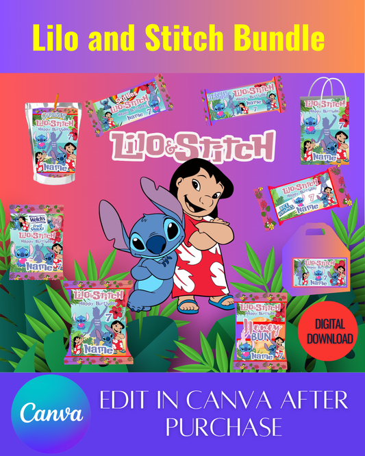 Editable Lilo and Stitch Templates *Instant Download* Editable In Canva